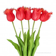 Fringed tulips dark pink 45cm - Bunch of 5 artificial tulips