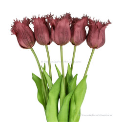 Fringed tulips purple 45cm - Bunch of 5 artificial tulips