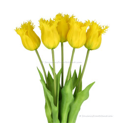 Franje tulpen geel 45cm - Bos van 5 kunst tulpen