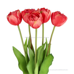 Double tulips dark pink 40cm - Bunch of 5 artificial tulips