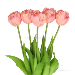 Double tulips pink 40cm - Bunch of 5 artificial tulips