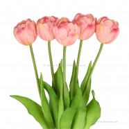 Double tulips pink 40cm - Bunch of 5 artificial tulips