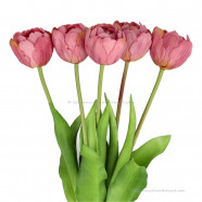 Double tulips lilac 40cm - Bunch of 5 artificial tulips