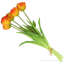 Dubbele tulpen oranje 40cm - Bos van 5 kunst tulpen