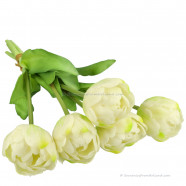 Double tulips white 40cm - Bunch of 5 artificial tulips