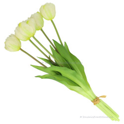 Double tulips white 40cm - Bunch of 5 artificial tulips