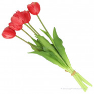Double tulips dark pink 40cm - Bunch of 5 artificial tulips