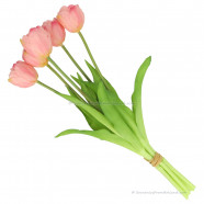Double tulips pink 40cm - Bunch of 5 artificial tulips