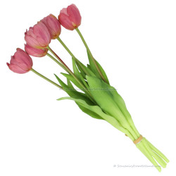 Double tulips lilac 40cm - Bunch of 5 artificial tulips