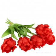 Parrot tulips red 40cm - Bunch of 5 artificial tulips