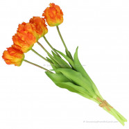 Parrot tulips orange 40cm - Bunch of 5 artificial tulips