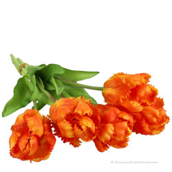 Parrot tulips orange 40cm - Bunch of 5 artificial tulips