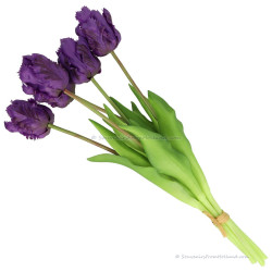 Parrot tulips purple 40cm - Bunch of 5 artificial tulips