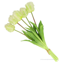 Parrot tulips white 40cm - Bunch of 5 artificial tulips