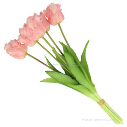 Parrot tulips pink 40cm - Bunch of 5 artificial tulips