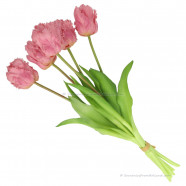 Parrot tulips lilac 40cm - Bunch of 5 artificial tulips