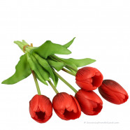 Single tulips red 40cm - Bunch of 5 artifical tulips