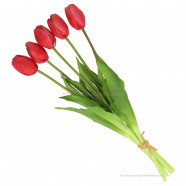 Single tulips red 40cm - Bunch of 5 artifical tulips