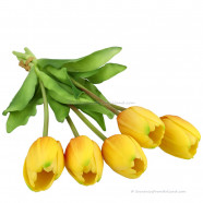 Enkele tulpen geel 40cm - Bos van kunst 5 tulpen
