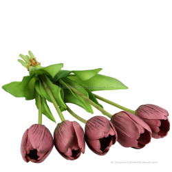 Single tulips purple 40cm - Bunch of 5 artificial tulips
