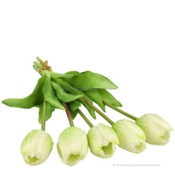Single tulips white 40cm - Bunch of 5 artificial tulips