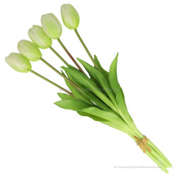 Single tulips white 40cm - Bunch of 5 artificial tulips
