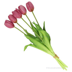 Single tulips lilac 40cm - Bunch of 5 artificial tulips