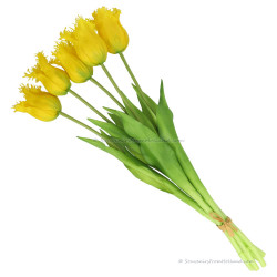 Fringed tulips yellow 45cm - Bunch of 5 artificial tulips