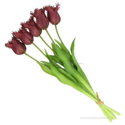 Fringed tulips purple 45cm - Bunch of 5 artificial tulips