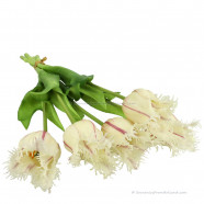 Fringed tulips white 45cm - Bunch of 5 artificial tulips