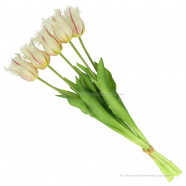Fringed tulips white 45cm - Bunch of 5 artificial tulips