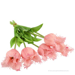 Fringed tulips pink 45cm - Bunch of 5 artificial tulips