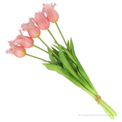 Fringed tulips pink 45cm - Bunch of 5 artificial tulips