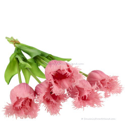 Fringed tulips lilac 45cm - Bunch of 5 artificial tulips