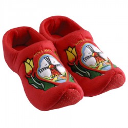 Dutch Clog Slippers Red Tulips Windmill