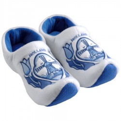 Dutch Clog Slippers Delft Blue Tulips Windmill