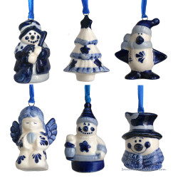 Set of 6 Christmas figures C  - X-mas Figurine Delft Blue