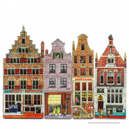 Set van 4 MDF grachtenhuisjes A - Magneten