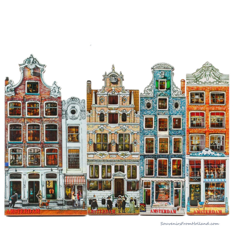 Set of 4 MDF Canalhouses D - Memo magnets